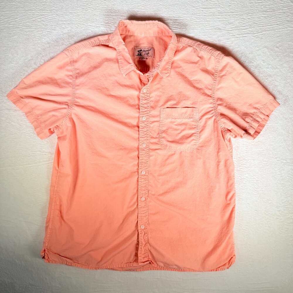 American Eagle Mens Button Down Short Sleeve Orange/Pink Size XL Causal‎ Preppy